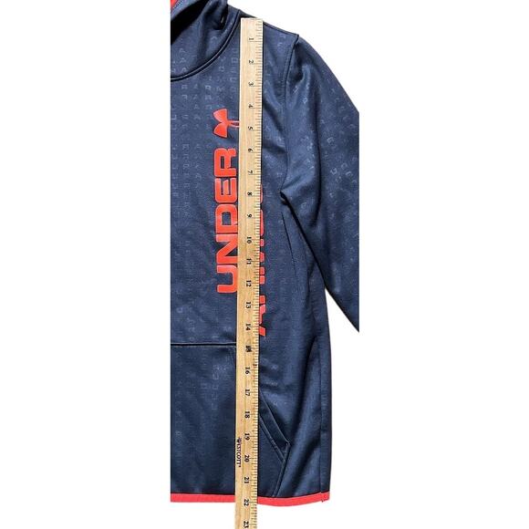 Under Armour Fleece Embossed Gray & Orange Hoodie Boy's Medium - Picture 2 of 6